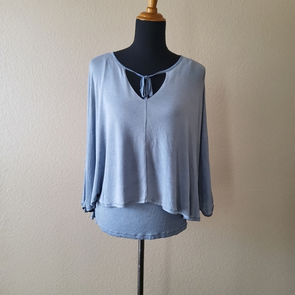 XCVI Wearables Overlay Knit Top Size S Blue New - Picture 1 of 9